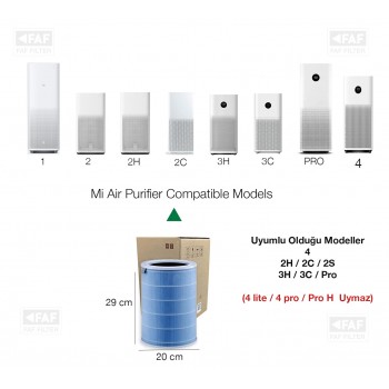 Xiaomi Mi Smart Air Purifier Pro / 2 / 2s / 2h / 3h / Model 4   Uyumlu Çipli Hepa Filtre  Mavi